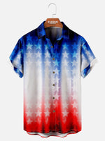 Tall American Pride Spread Collar Short Sleeve Shirt For Men Gradient Starlight Eleven Oasis