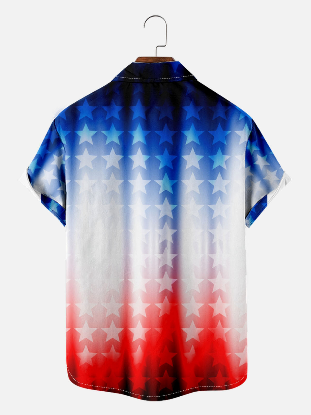 American Pride Spread Collar Short Sleeve Shirt For Men Gradient Starlight Eleven Oasis