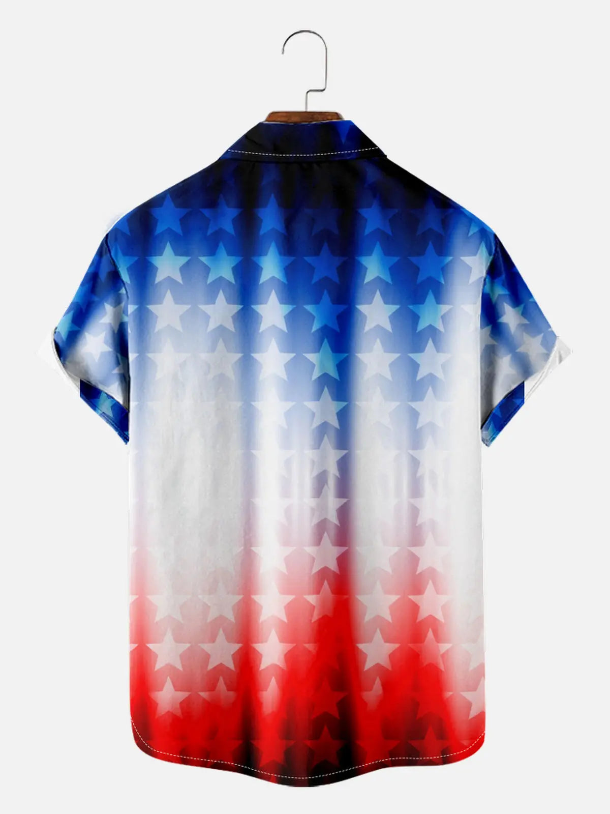 Tall Men's Gradient American Flag Stars Short Sleeve Shirt ElevenOasis