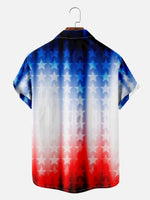 Tall American Pride Spread Collar Short Sleeve Shirt For Men Gradient Starlight Eleven Oasis