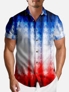 Tall Men's Gradient American Flag Stars Short Sleeve Shirt ElevenOasis