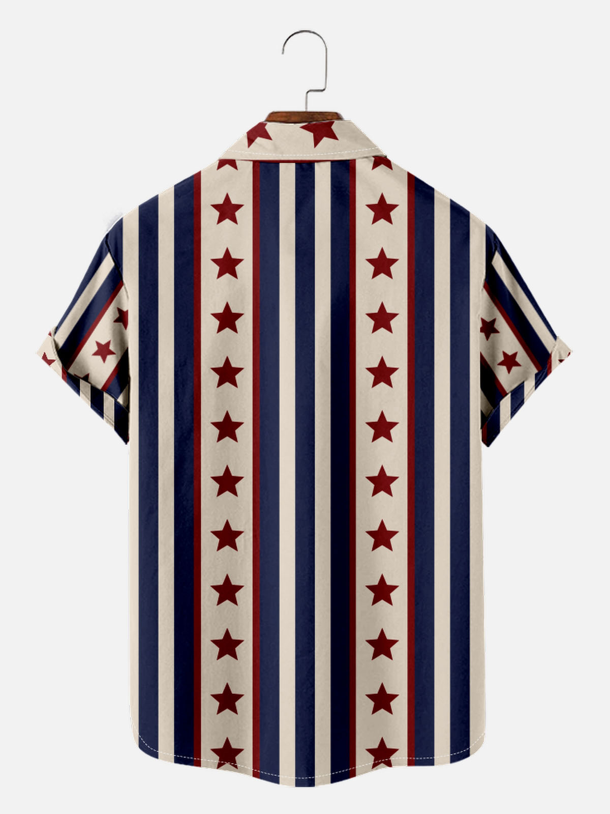 American Pride Spread Collar Short Sleeve Shirt For Men Pop Art Inspired Star Eleven Oasis