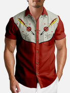 Men's Cowboy Western Spaceship Short Sleeve Shirt Eleven Oasis