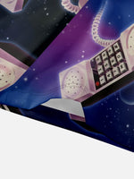 Men's Retro Space Phone All Over Print Short Sleeve Shirt Eleven Oasis