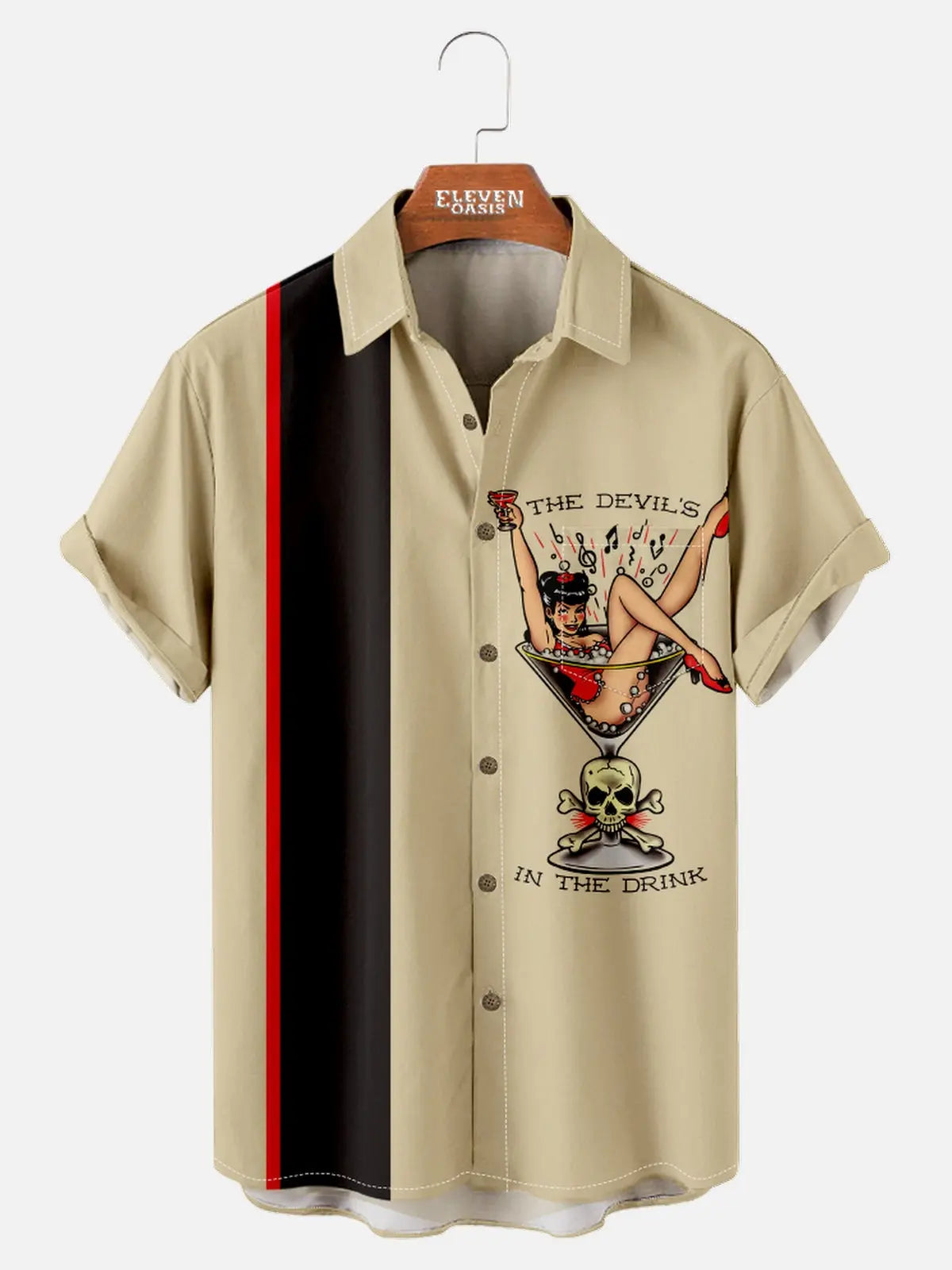Devil In The Drink Men's Casual Short-Sleeve Shirt Eleven Oasis