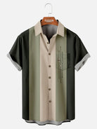 Men's Color-block Striped Casual Breathable Bowling Short Sleeve Shirt ElevenOasis