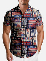 Tall Men's Independence Day Americana Patchwork Short Sleeve Shirt Eleven Oasis