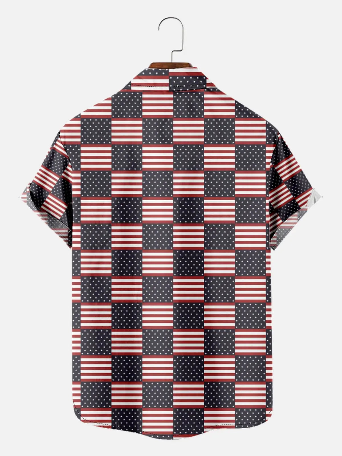 Men's Patriotic Patchwork Americana Short Sleeve Shirt Eleven Oasis