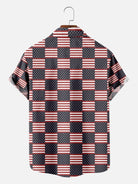 Men's Patriotic Patchwork Americana Short Sleeve Shirt Eleven Oasis