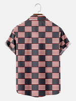 Tall Men's Patriotic Patchwork Americana Short Sleeve Shirt Eleven Oasis