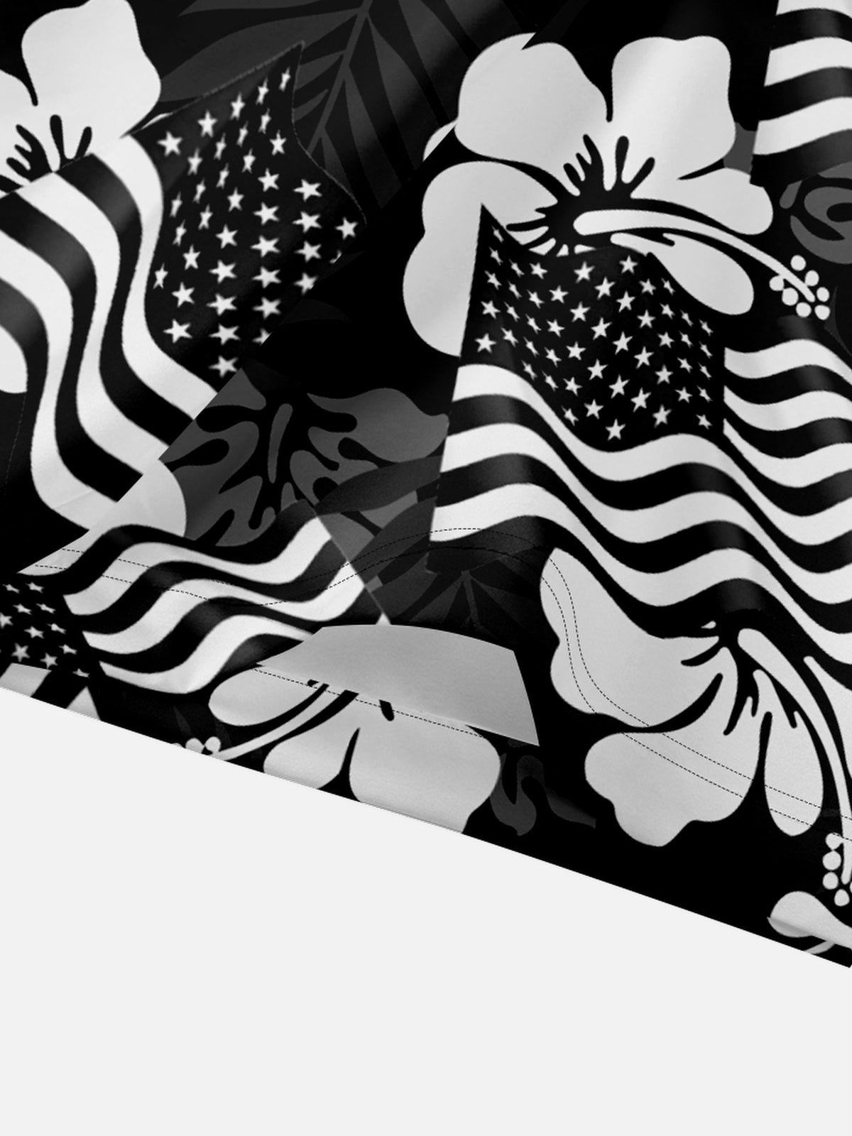 Men's Patriotic American Flag Hibiscus Hawaiian Short Sleeve Shirt Eleven Oasis