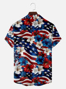 Men's Patriotic Hibiscus Flag Hawaiian Short Sleeve Shirt ElevenOasis