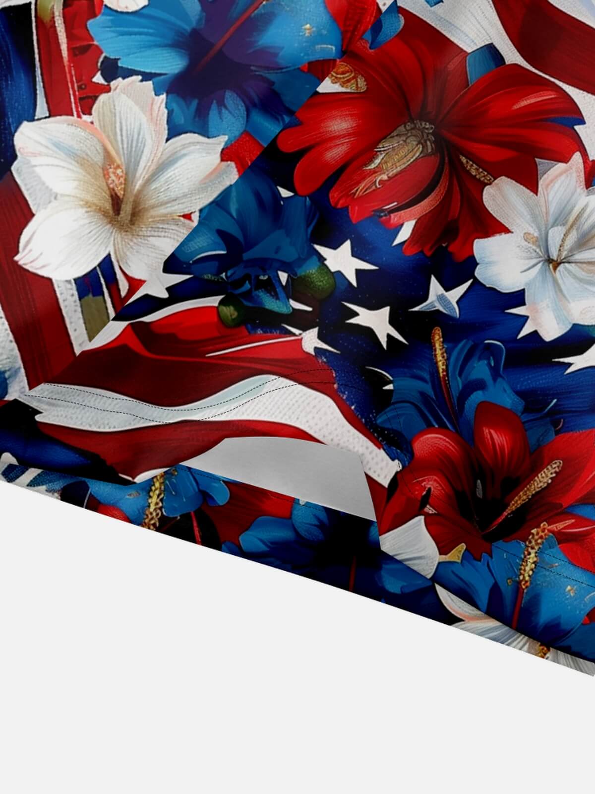Men's Patriotic Hibiscus Flag Hawaiian Short Sleeve Shirt Eleven Oasis