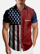 Men's Classic American Flag Block Short Sleeve Shirt Eleven Oasis