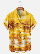 Men's Golden Sunset Paradise Hawaiian Spread Collar Short Sleeve Shirt - Magnum, P.I. Wardrobe ElevenOasis