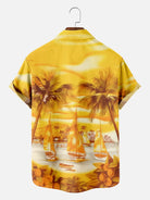 Tall Men's Golden Sunset Paradise Hawaiian Spread Collar Short Sleeve Shirt - Magnum, P.I. Wardrobe ElevenOasis