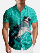 Men's Cool Shark Pool Party Short Sleeve Shirt Eleven Oasis