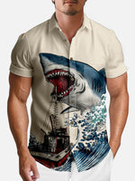Tall Men's Japanese Fishing Boat Shark Short Sleeve Shirt Eleven Oasis