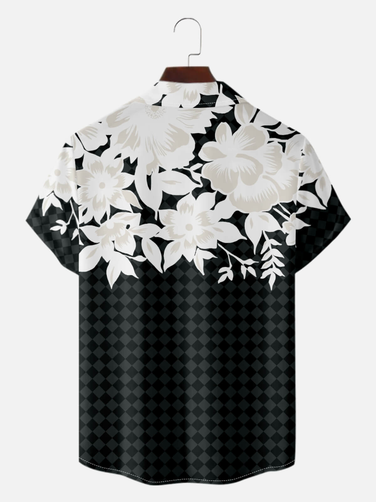 Men's Monochrome Hibiscus Floral Short Sleeve Shirt Eleven Oasis