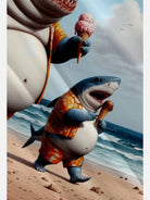 Men's Vacation Shark Family Short Sleeve Shirt ElevenOasis