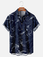 Tall Men's Cosmic Ocean Creatures Short Sleeve Shirt Eleven Oasis