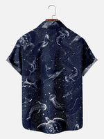 Tall Men's Cosmic Ocean Creatures Short Sleeve Shirt Eleven Oasis