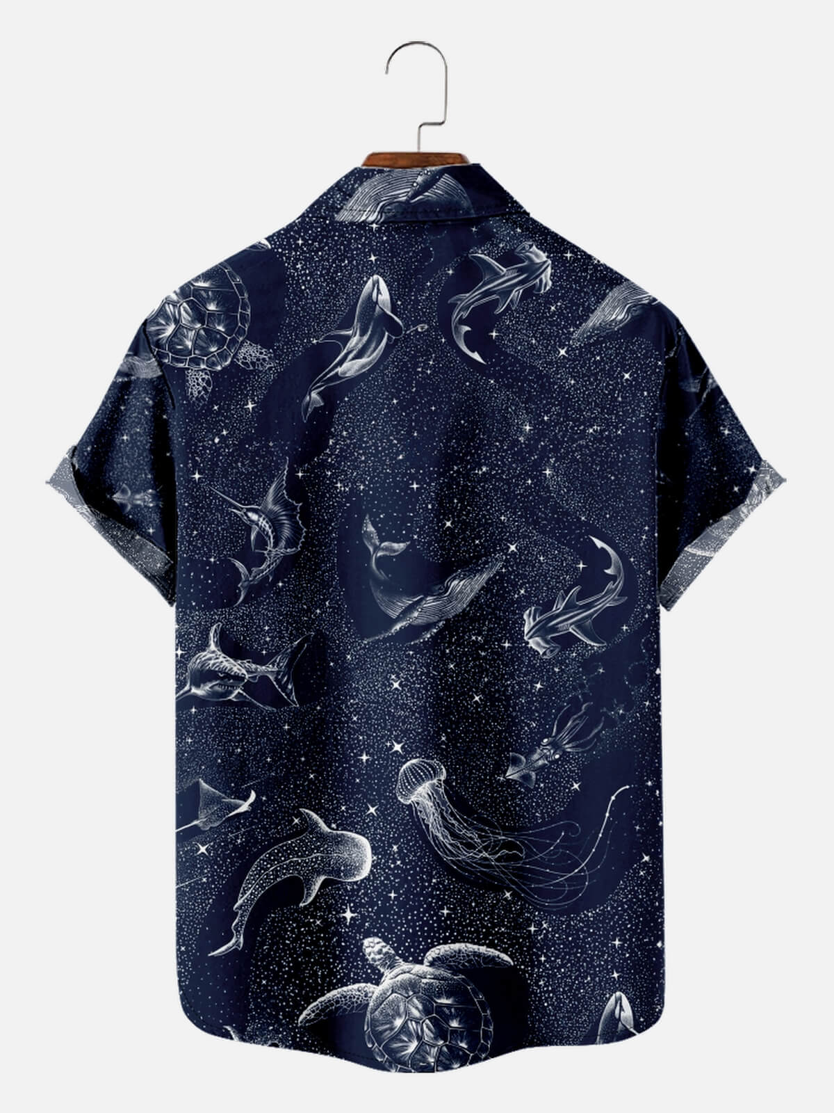 Tall Men's Cosmic Ocean Creatures Short Sleeve Shirt Eleven Oasis