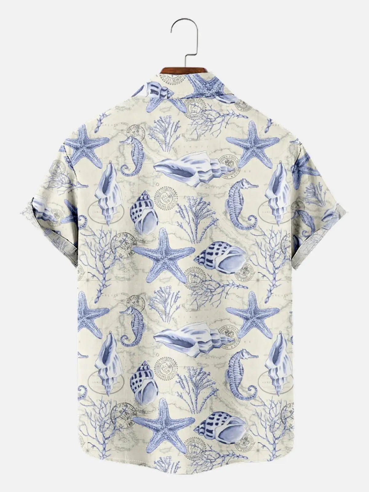 Tall Men's Coastal Treasures Short Sleeve Shirt Eleven Oasis