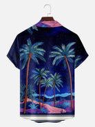 Men's Midnight Tropical Landscape Hawaiian Short Sleeve Shirt Eleven Oasis
