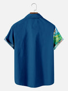 Tall Men's Sea Turtle Reef Panel Hawaiian Short Sleeve Shirt Eleven Oasis