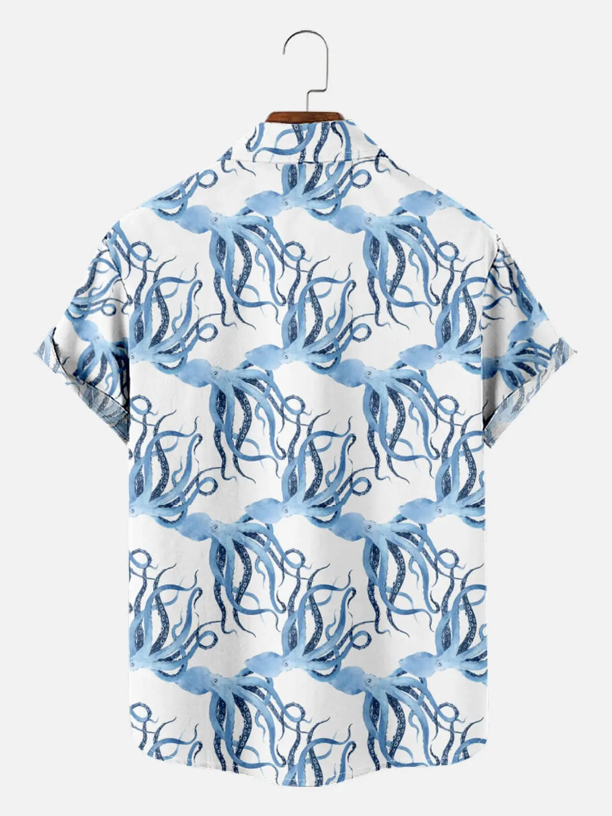 Tall Men's Ocean Octopus Print Hawaiian Short Sleeve Shirt Eleven Oasis