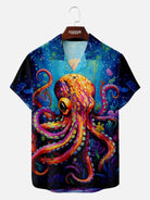 Men's Psychedelic Octopus Reef Hawaiian Short Sleeve Shirt Eleven Oasis