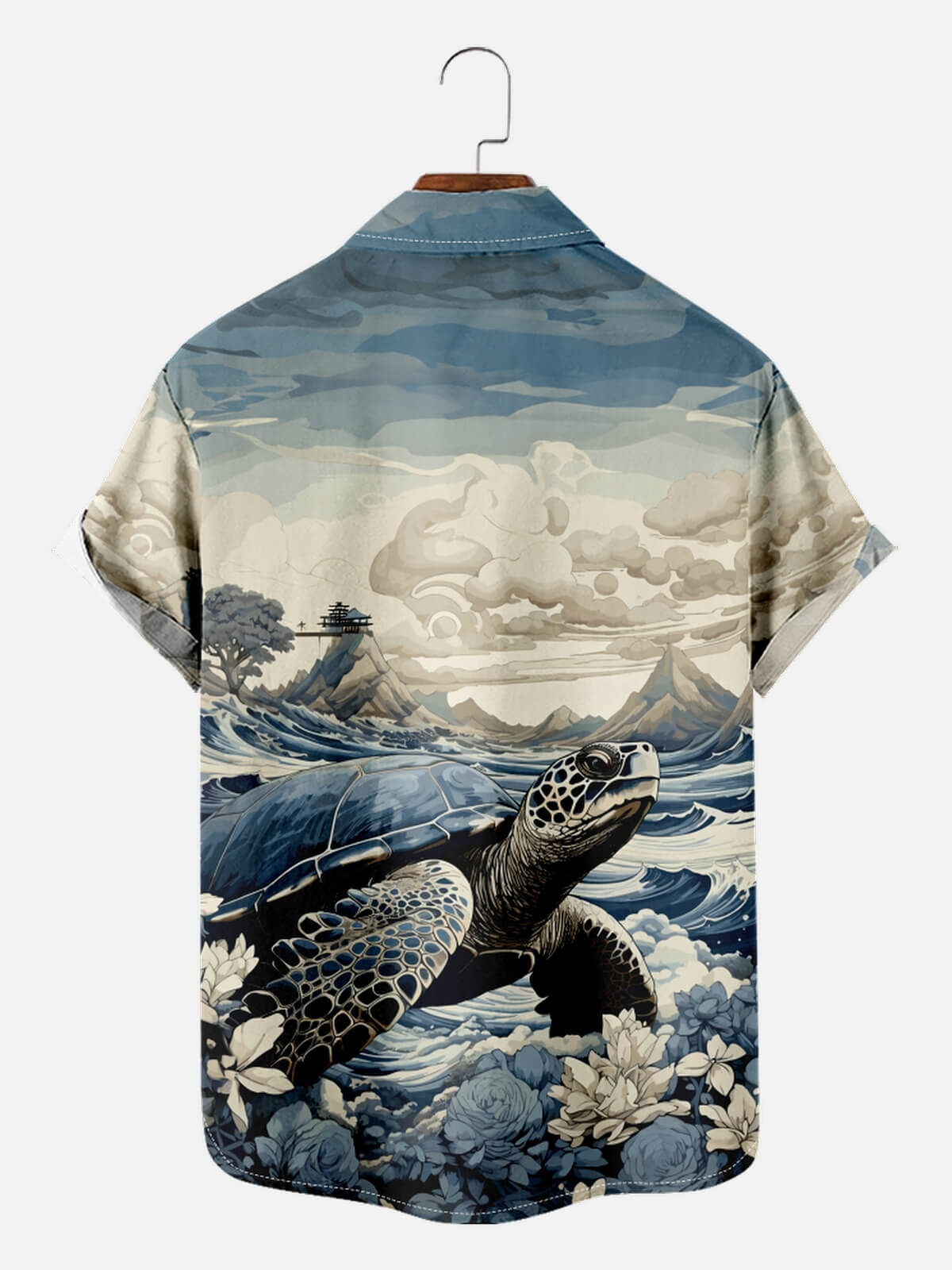 Men's Japanese Wave Sea Turtle Short Sleeve Shirt Eleven Oasis