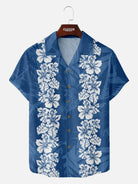 Men's Classic Hibiscus Panel Hawaiian Short Sleeve Shirt ElevenOasis