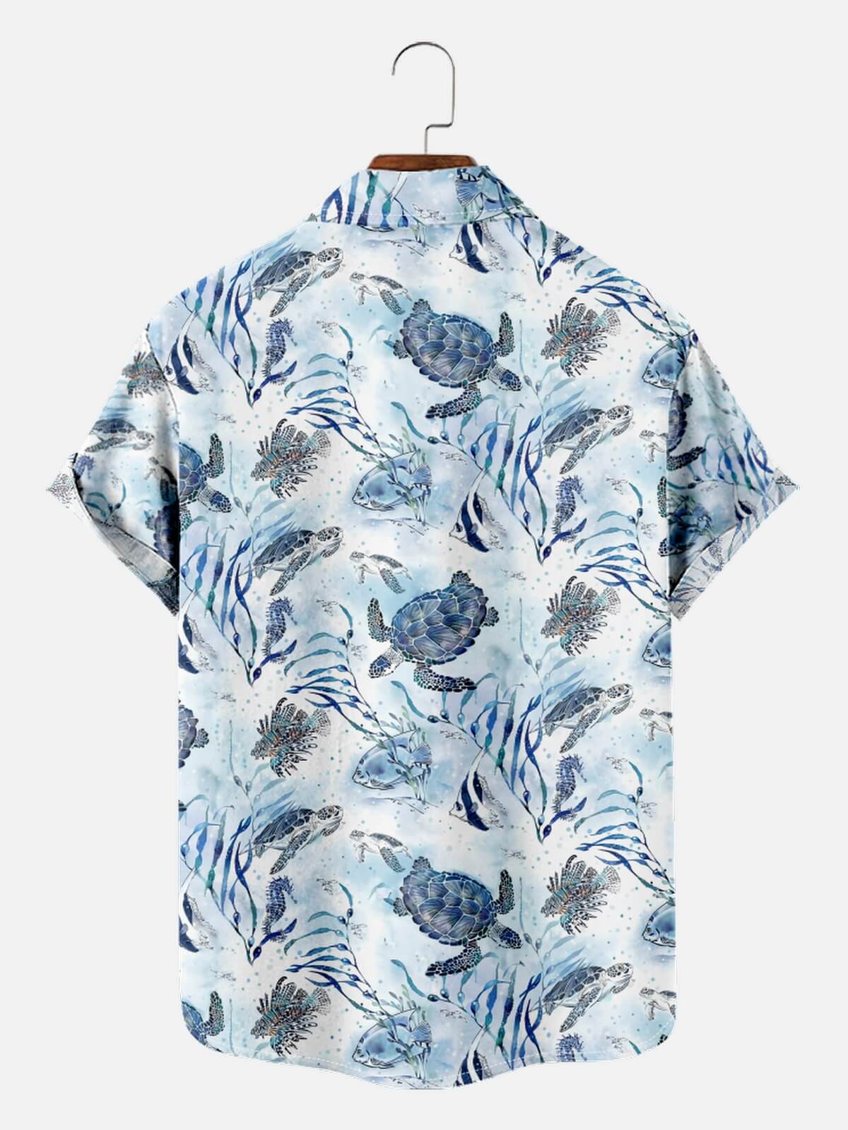 Men's Sea Turtle Ocean Life Hawaiian Short Sleeve Shirt Eleven Oasis