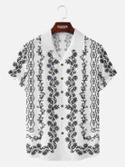 Men's Retro Floral Scrollwork Hawaiian Short Sleeve Shirt Eleven Oasis