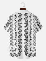 Men's Retro Floral Scrollwork Hawaiian Short Sleeve Shirt Eleven Oasis