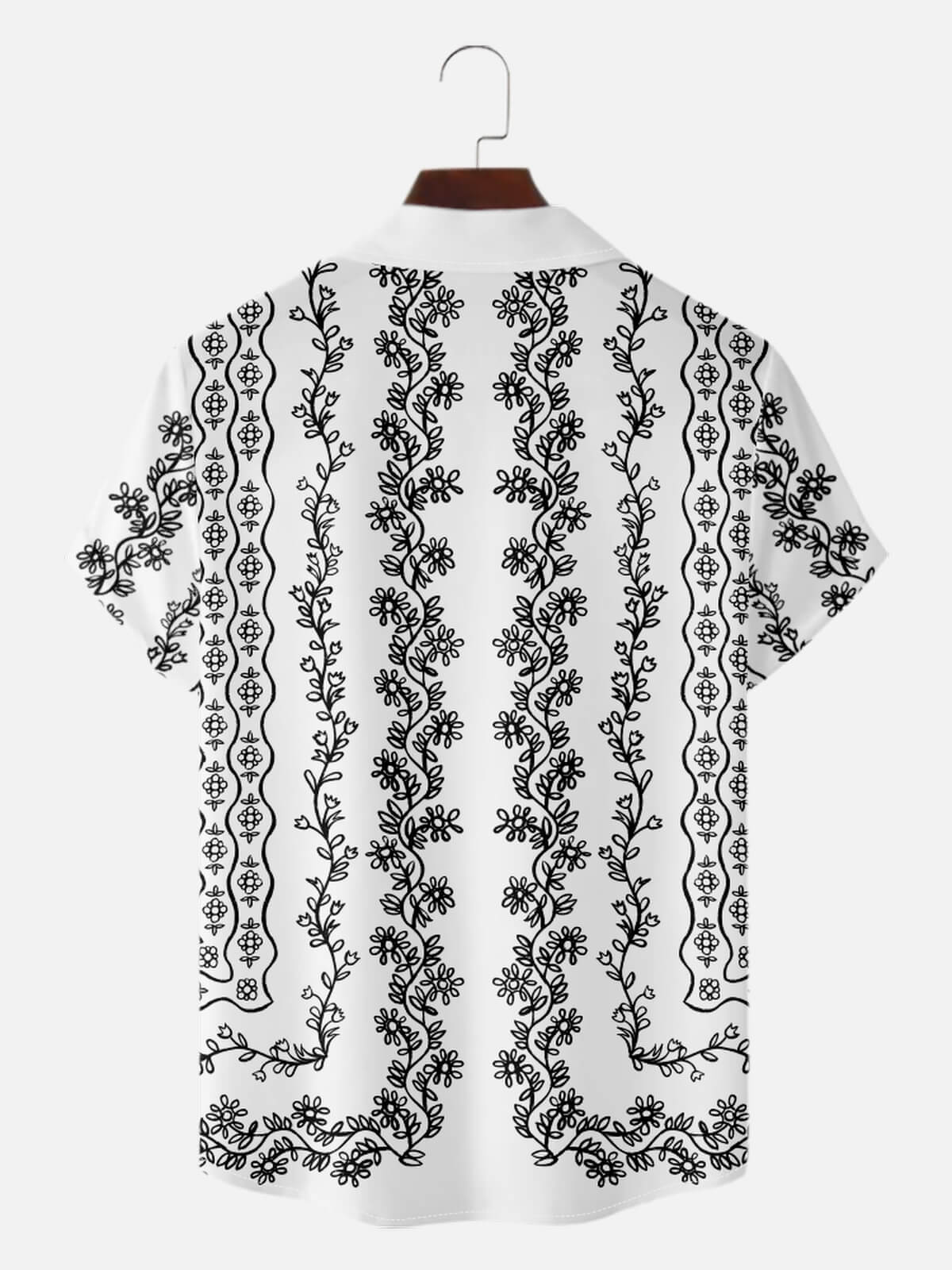 Men's Retro Floral Scrollwork Hawaiian Short Sleeve Shirt Eleven Oasis