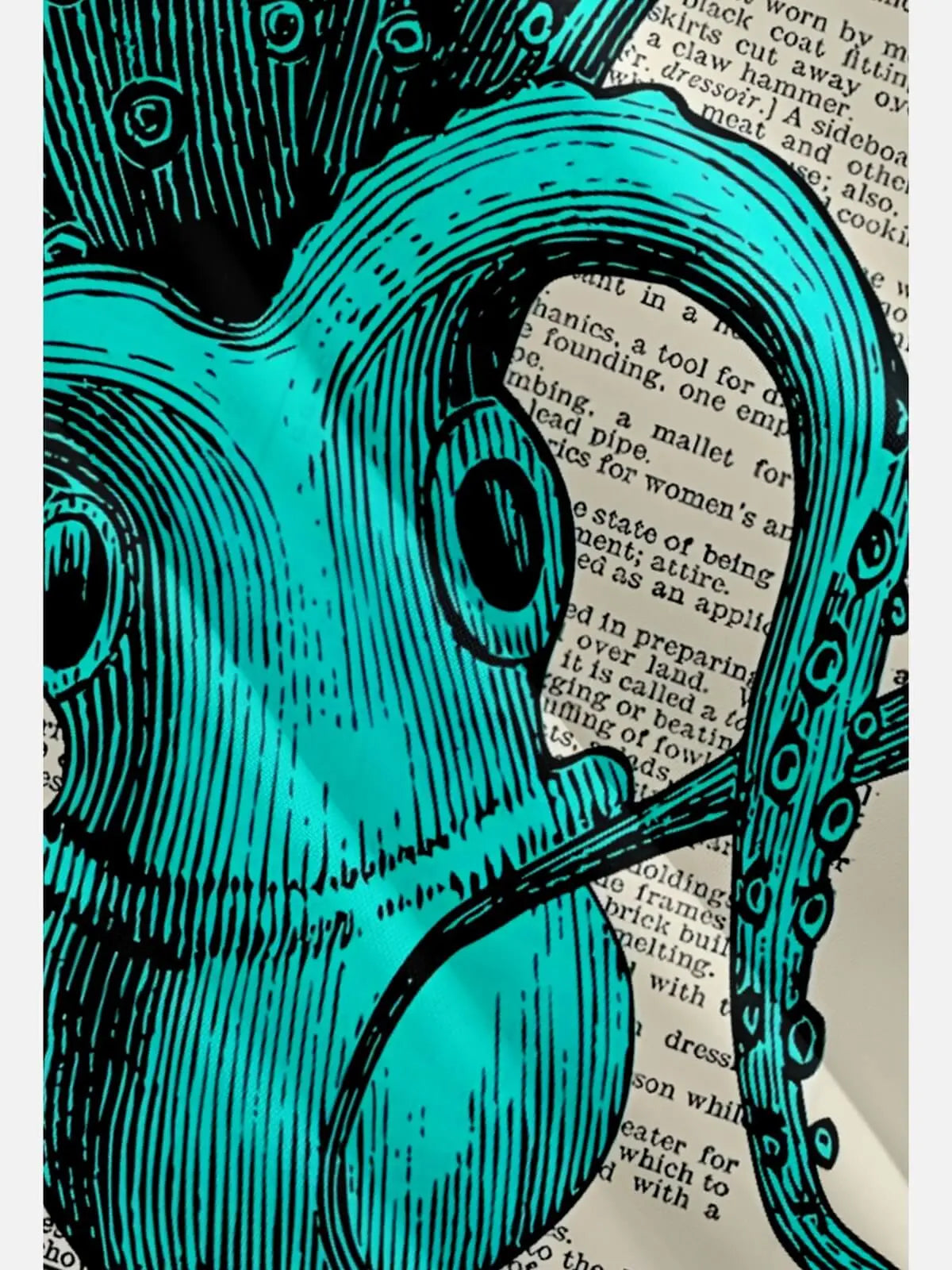 Tall Men's Vintage Newspaper Octopus Short Sleeve Shirt Eleven Oasis