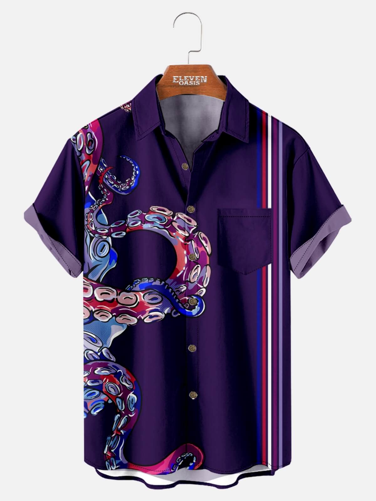 Men's Tentacle Stripe Panel Short Sleeve Shirt Eleven Oasis