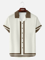 Men's 60s Green-Trim Bowling Style Camp Collar Short Sleeve Shirt ElevenOasis