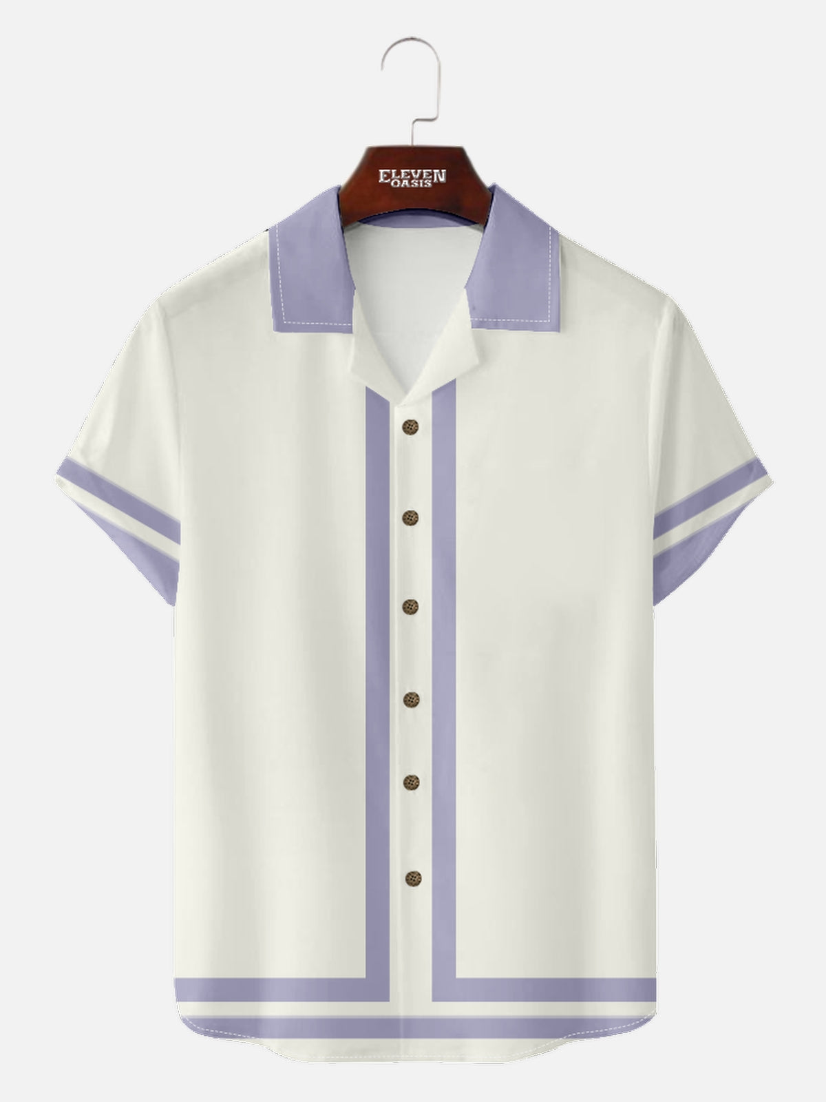 Men's 60s Green-Trim Bowling Style Camp Collar Short Sleeve Shirt ElevenOasis