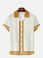 Men's 60s Green-Trim Bowling Style Camp Collar Short Sleeve Shirt ElevenOasis