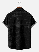 Tall Men's Trident & Anchor Nautical Map Bowling Shirt Eleven Oasis