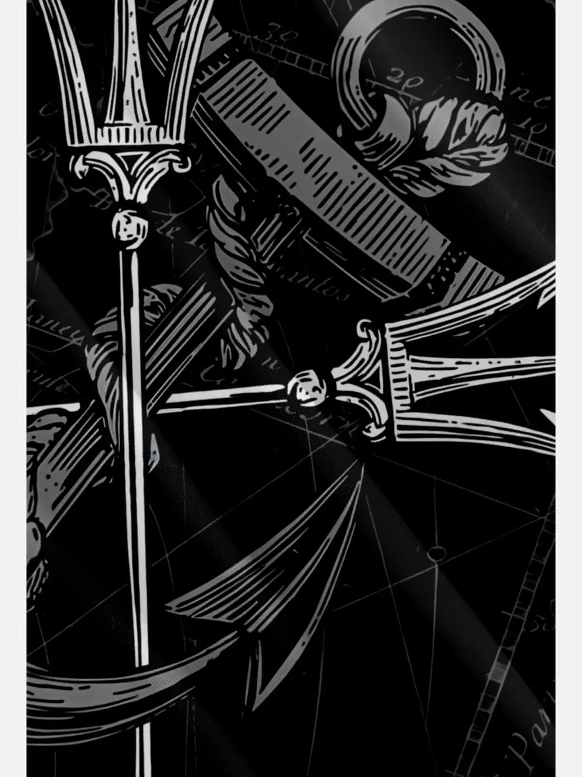 Men's Trident & Anchor Nautical Map Bowling Shirt Eleven Oasis