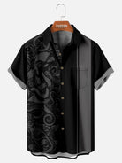 Men's Blackout Kraken Tattoo Bowling Shirt ElevenOasis