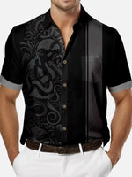 Men's Blackout Kraken Tattoo Bowling Shirt Eleven Oasis