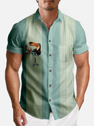 Tall Men's Martini Toucan Stripe Bowling Shirt Eleven Oasis