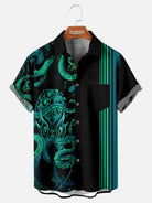 Men's Midnight Kraken Stripe Bowling Shirt Eleven Oasis
