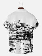 Men's Coastal Hillside Illustration Short Sleeve Shirt Eleven Oasis